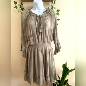 Forever 21 Peasant Long Sleeve Dress Women's Large 10/11 Olive Green